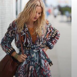 Sézane Chiara Jacquard Belted Jacket